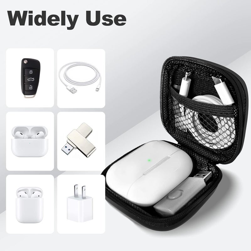 Woyinger Square + Round Earbud Case Portable EVA Carrying Case Storage Bag Cell Phone Accessories Organizer with Carabiner for Earphone, Earbud, Earpieces, SD Memory Card, Camera Chips,Black - Image 3